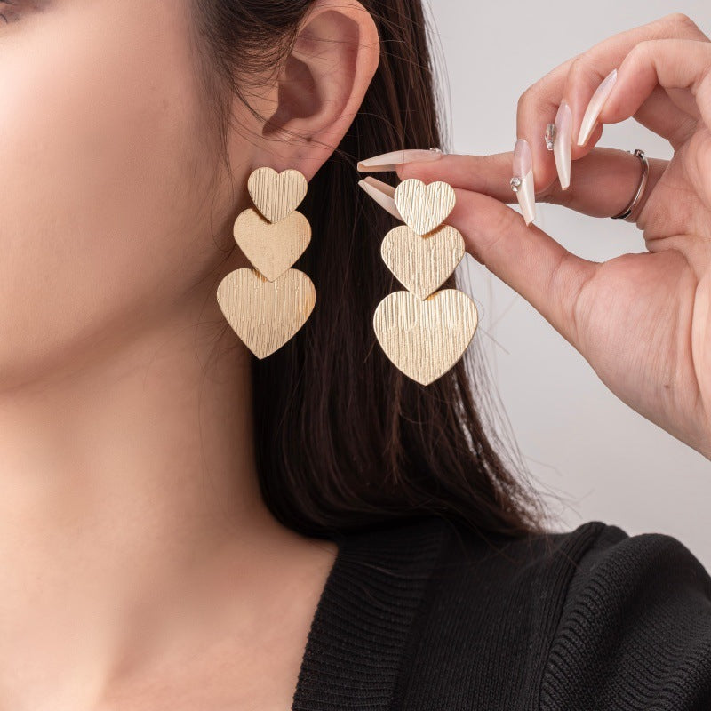 Three-layer Heart Shaped Love Earrings Simple Pendant Acrylic