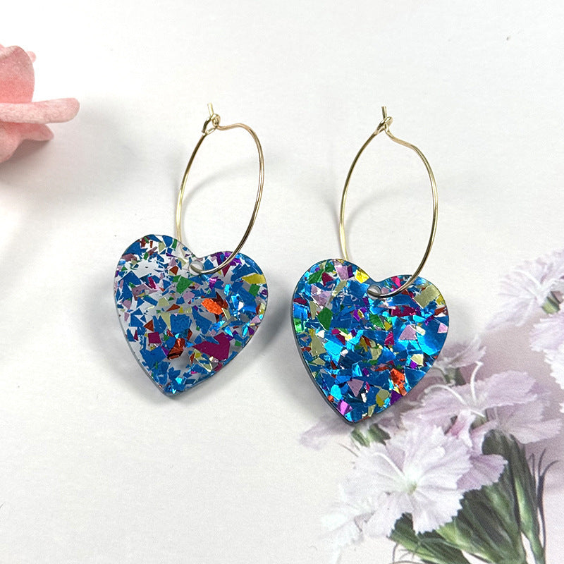 Three-layer Heart Shaped Love Earrings Simple Pendant Acrylic