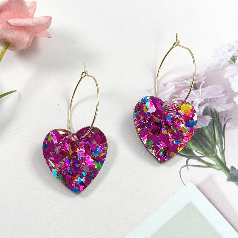 Three-layer Heart Shaped Love Earrings Simple Pendant Acrylic