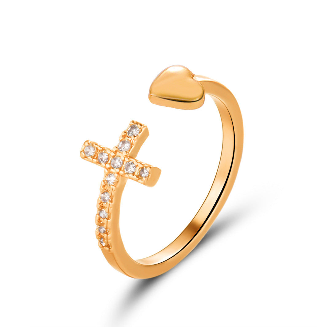 Diamond Oil-spot Glaze Flowers Ring