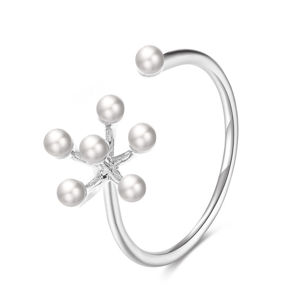 Diamond Oil-spot Glaze Flowers Ring