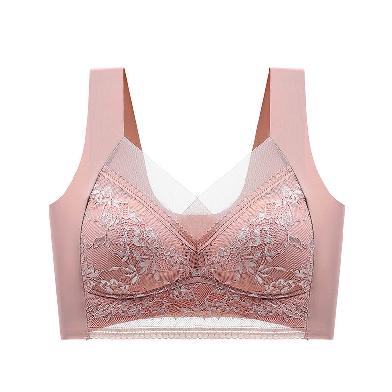 Women's Lace Seamless Ice Silk Gathering Bra