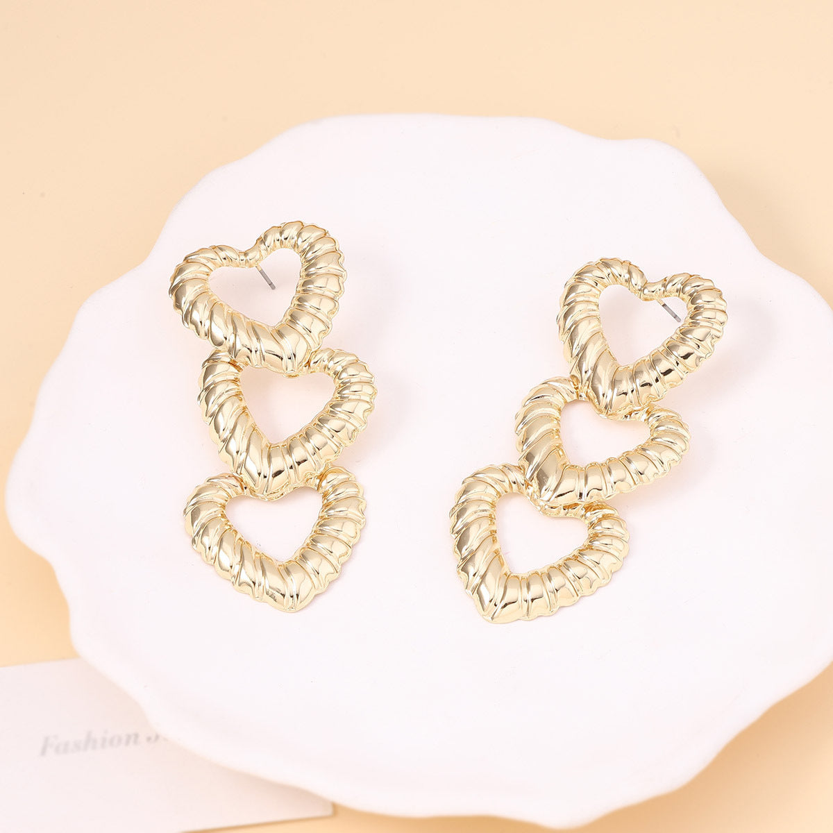 Three-layer Heart Shaped Love Earrings Simple Pendant Acrylic