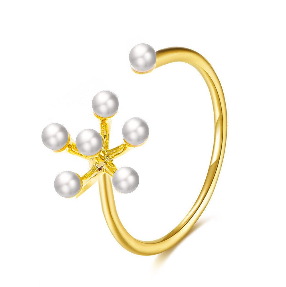 Diamond Oil-spot Glaze Flowers Ring