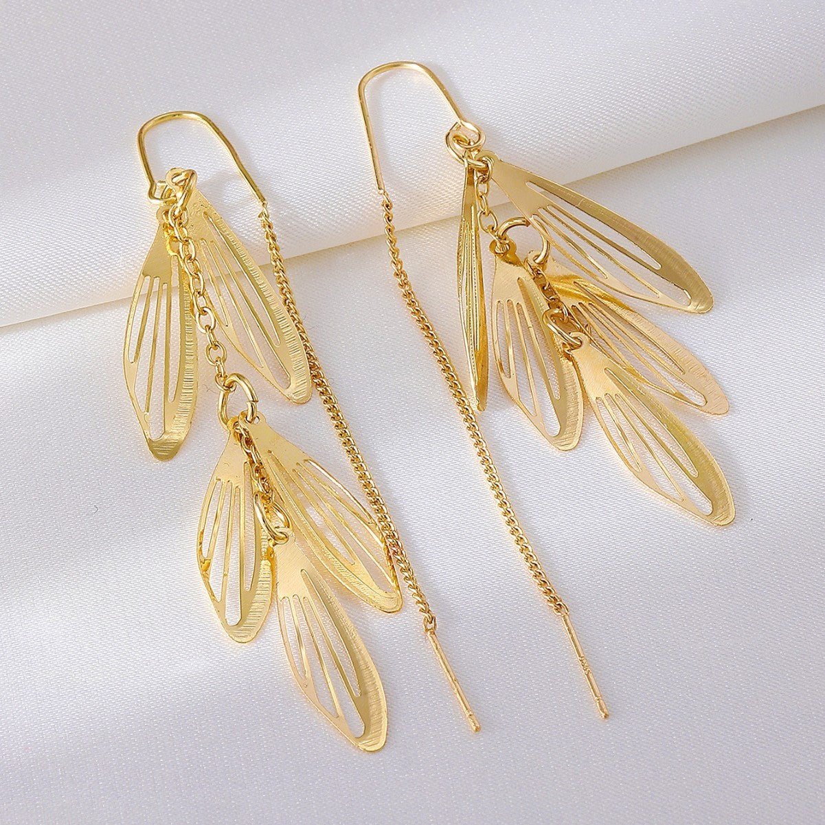 Fashion Tassel Hollow Leaves Hanging Earrings Fashion