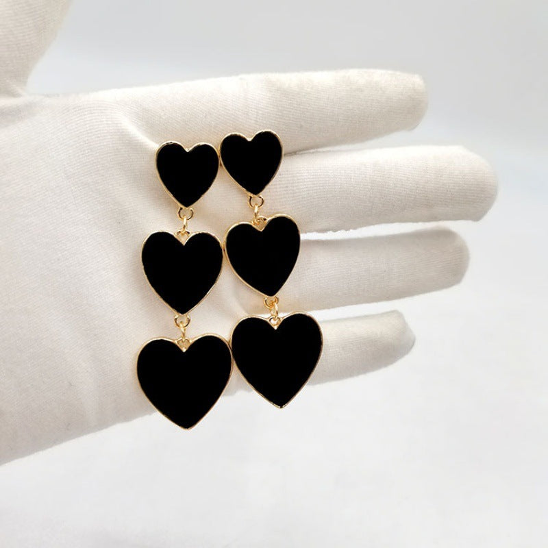 Three-layer Heart Shaped Love Earrings Simple Pendant Acrylic