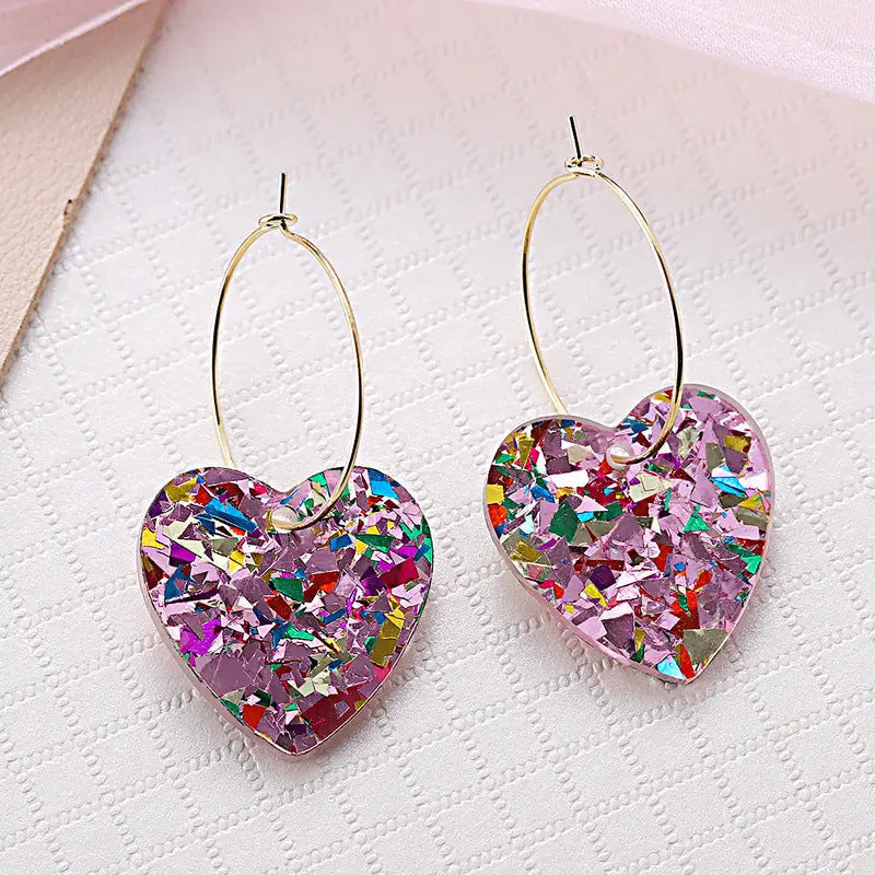 Three-layer Heart Shaped Love Earrings Simple Pendant Acrylic