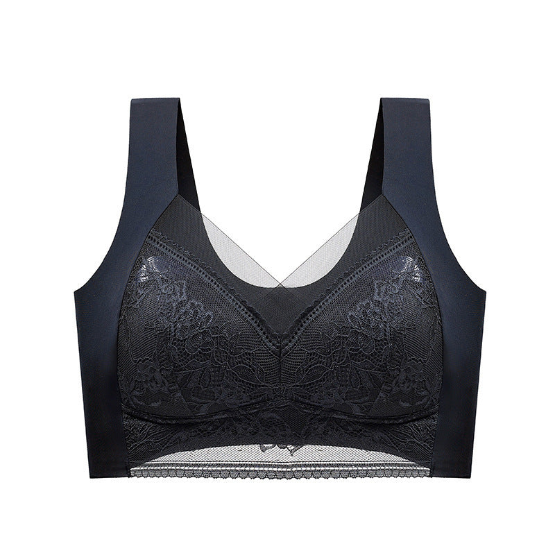 Women's Lace Seamless Ice Silk Gathering Bra