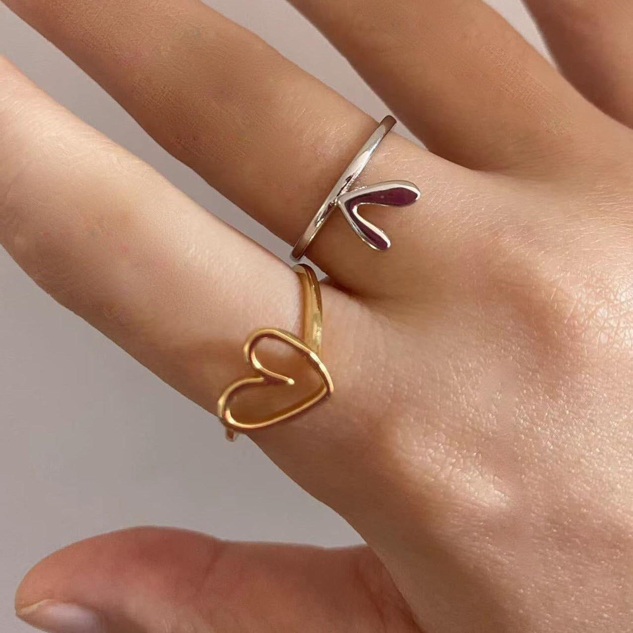 Korean Style Ins Fashion Irregular With Personality Simple Ladies Two-piece Set Ring