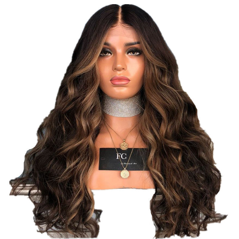 Wig Mid-point Graded Chemical Fiber High Temperature Silk Long Curly Hair Female