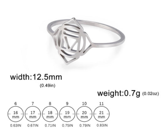 Titanium Steel Fashion Simple Jewelry Chakras Symbol Datura Flowers Ring