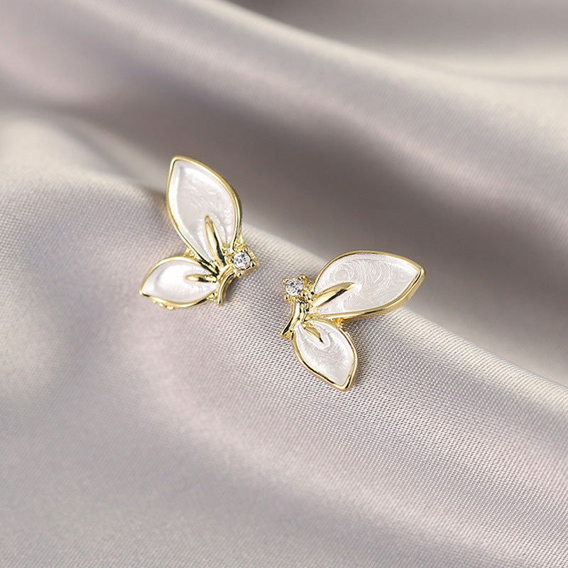 Silver Needle Fashion High-grade Diamond Enamel Earrings