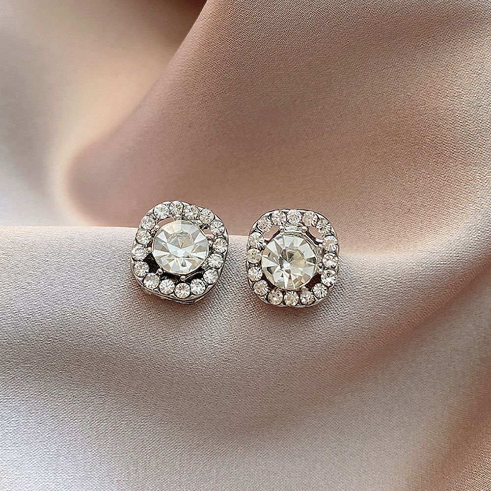 Silver Needle Fashion High-grade Diamond Enamel Earrings