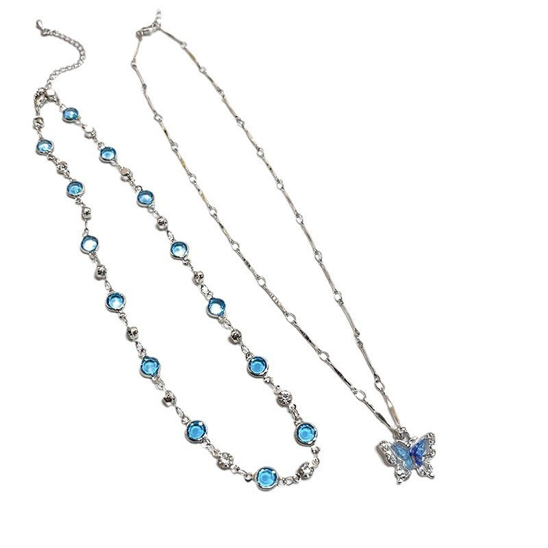 Double-layer Butterfly Necklace Accessories Niche Clavicle Chain