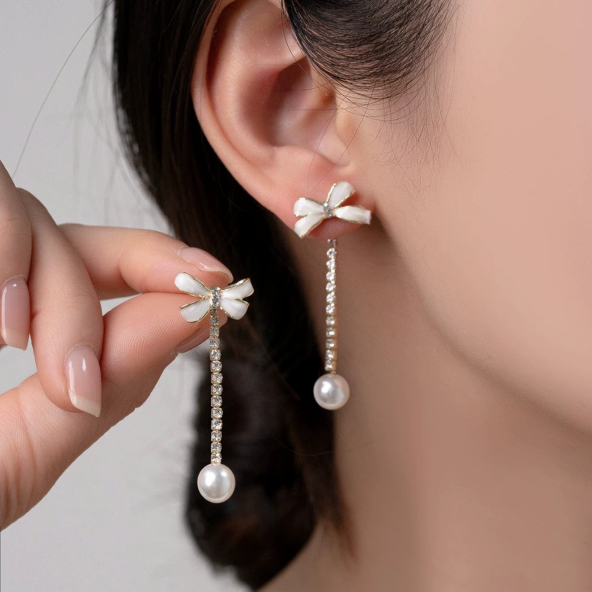 Dual-wear Bow Tassel Earrings Special-interest Design