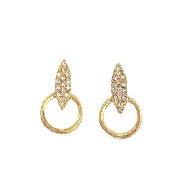 Graceful Geometric Stud Diamond Circle Design High-grade Earrings