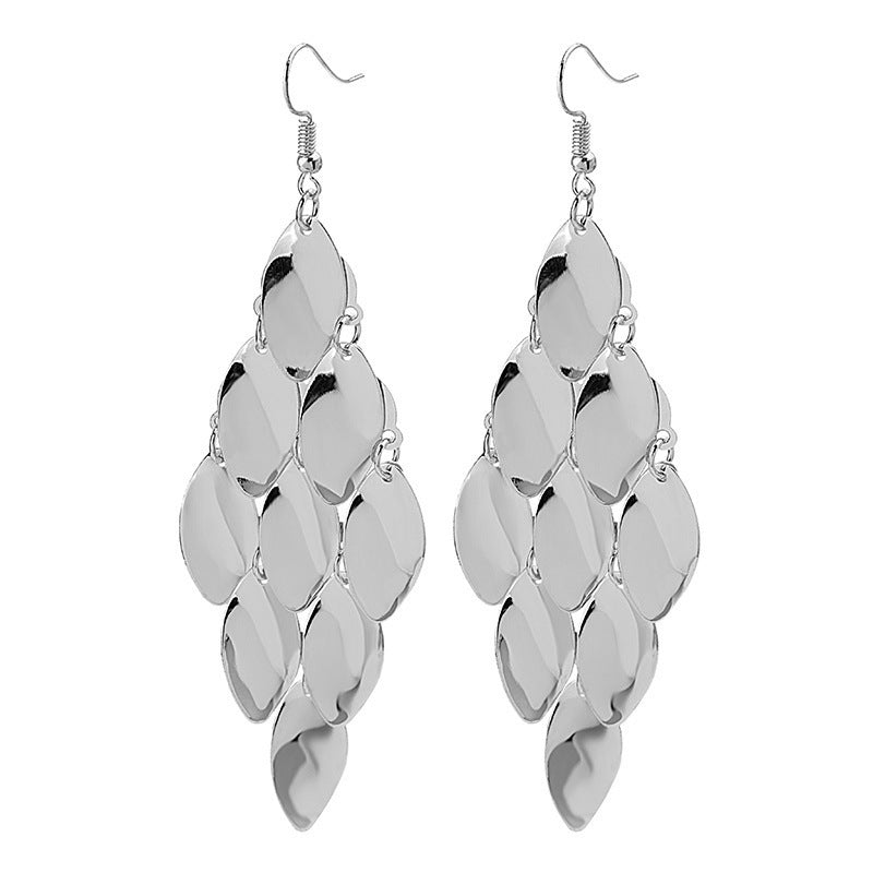 Fashion Shiny Surface Water Drop Disc-shaped Earrings
