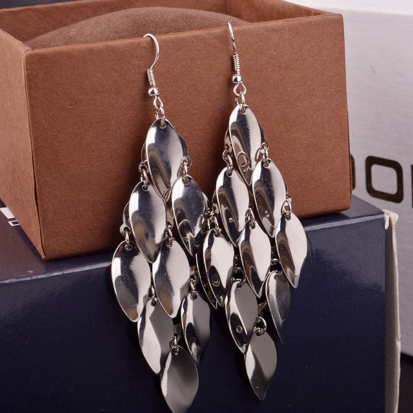 Fashion Shiny Surface Water Drop Disc-shaped Earrings