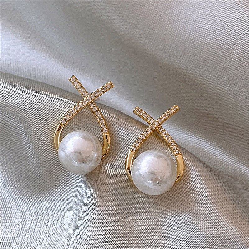 Silver Needle Fashion High-grade Diamond Enamel Earrings