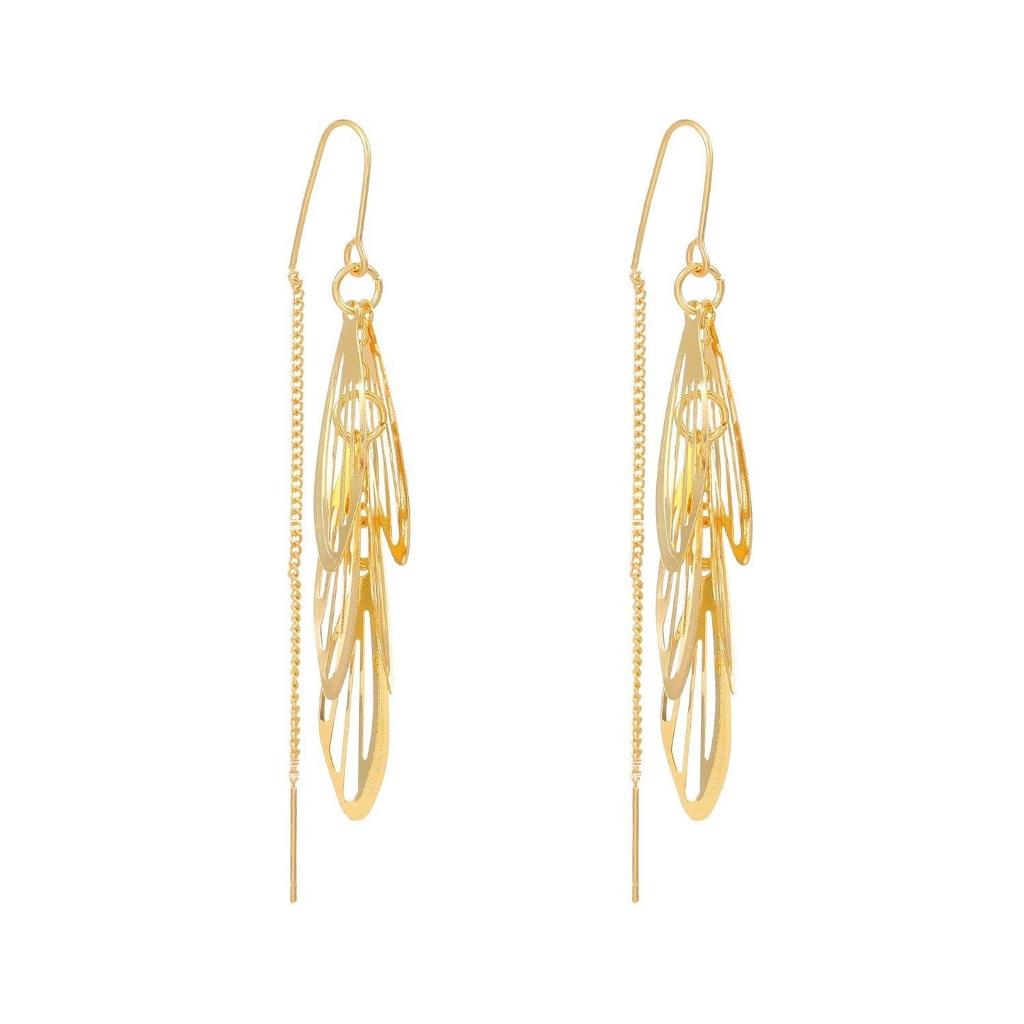 Fashion Tassel Hollow Leaves Hanging Earrings Fashion