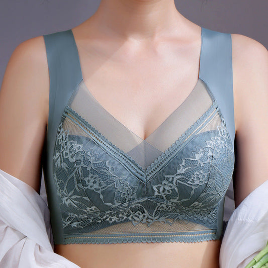 Women's Lace Seamless Ice Silk Gathering Bra