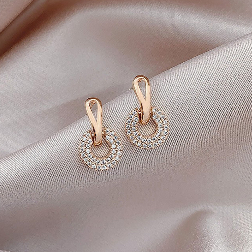 Silver Needle Fashion High-grade Diamond Enamel Earrings