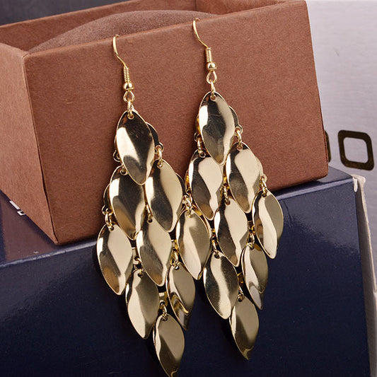 Fashion Shiny Surface Water Drop Disc-shaped Earrings