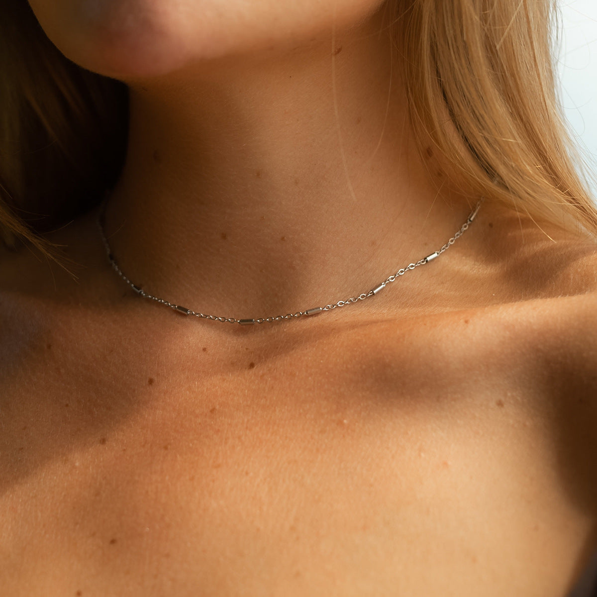 Simple Titanium Steel Women's Clip Tube Chain