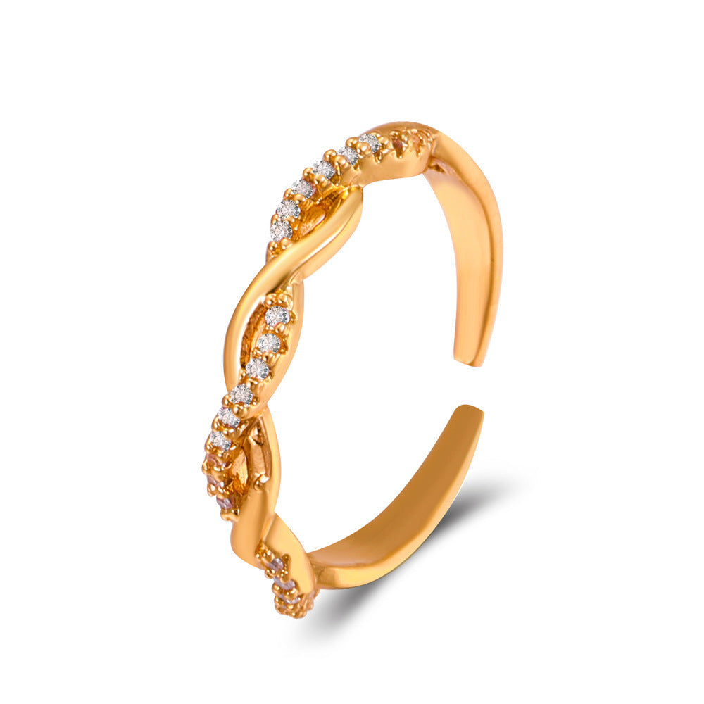 Diamond Oil-spot Glaze Flowers Ring