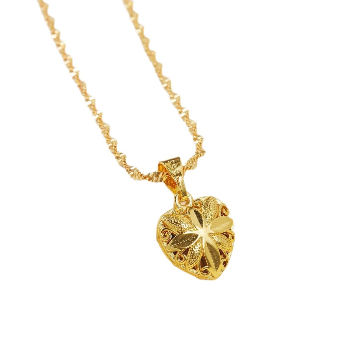 Heart-shaped Necklace Ethnic Style Hollow Chicken Hearts Gold Plated