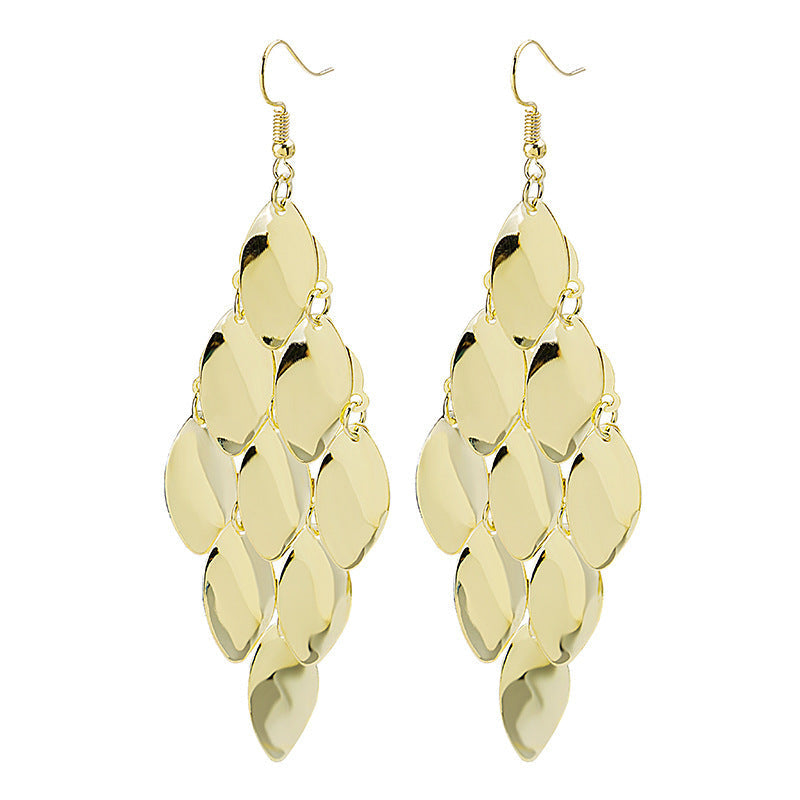 Fashion Shiny Surface Water Drop Disc-shaped Earrings