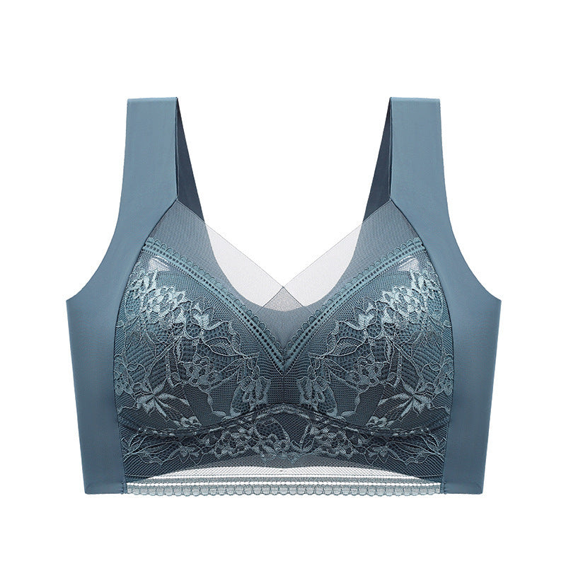 Women's Lace Seamless Ice Silk Gathering Bra