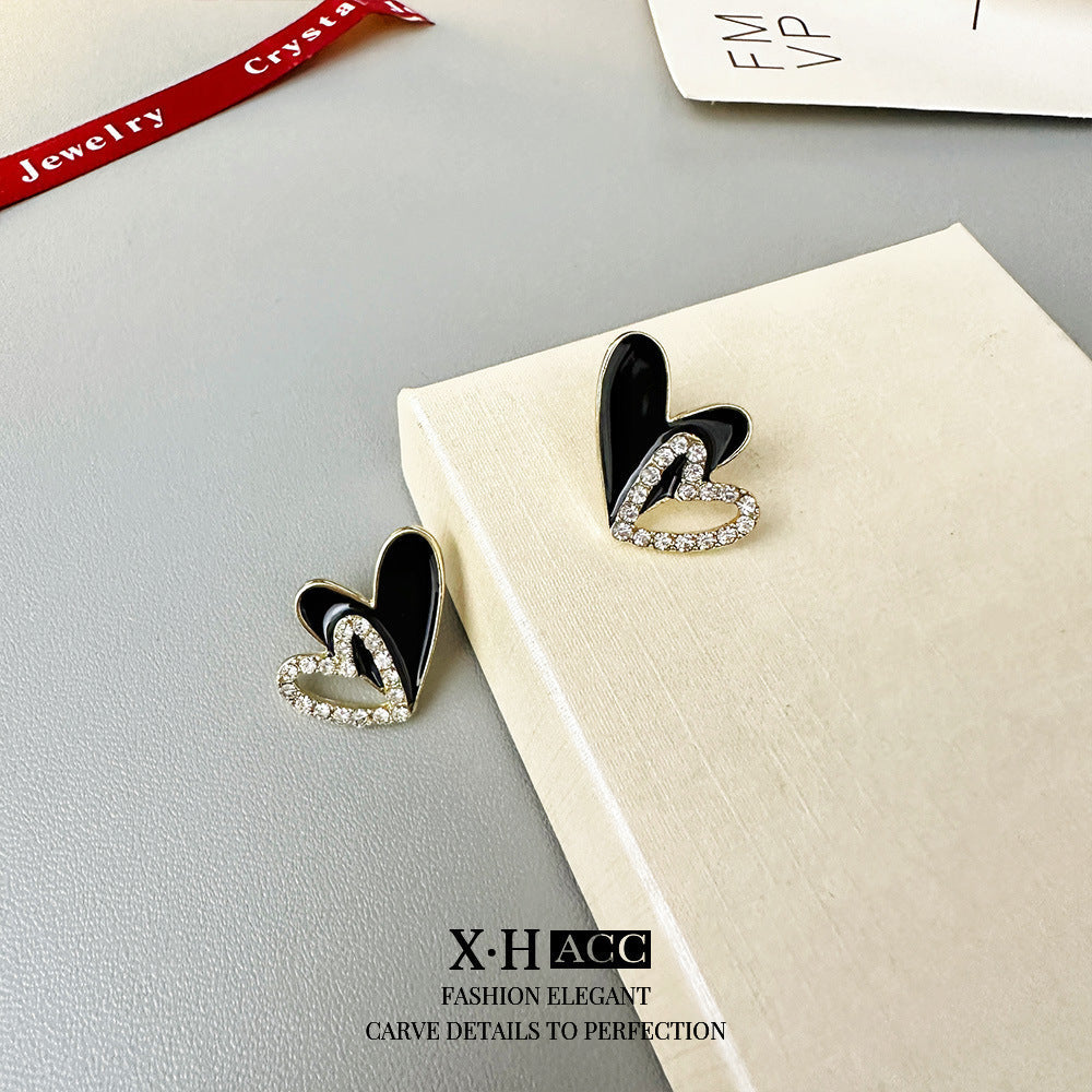 Silver Needle Fashion High-grade Diamond Enamel Earrings