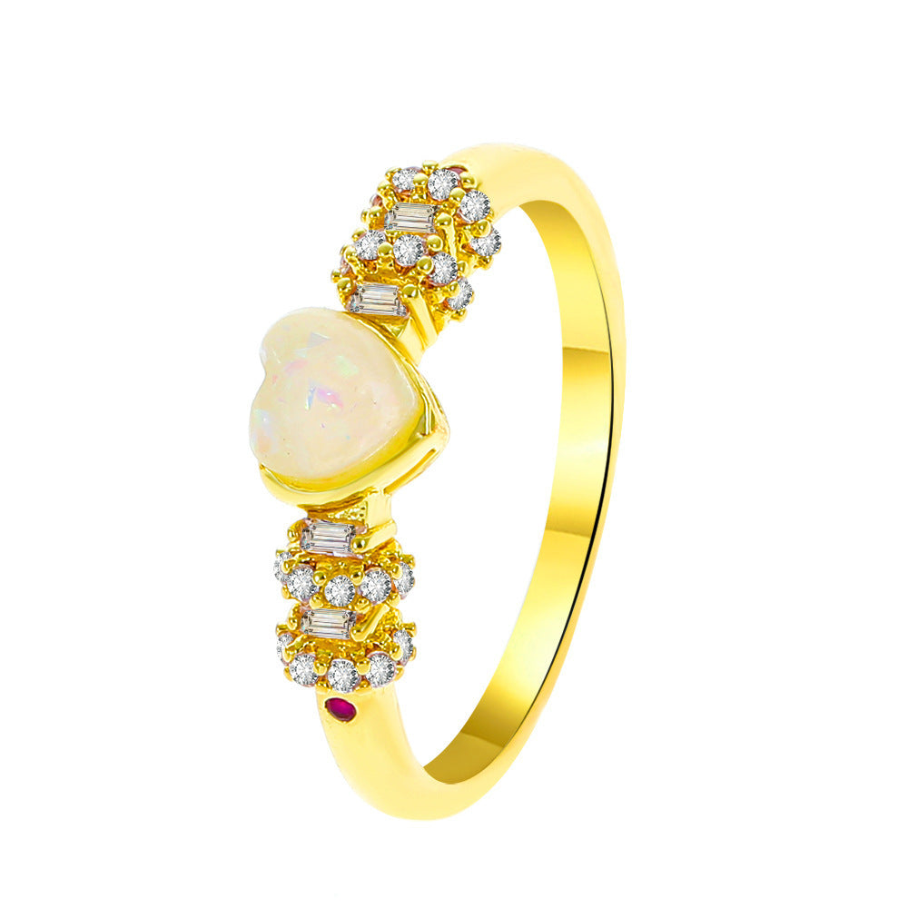 Diamond Oil-spot Glaze Flowers Ring