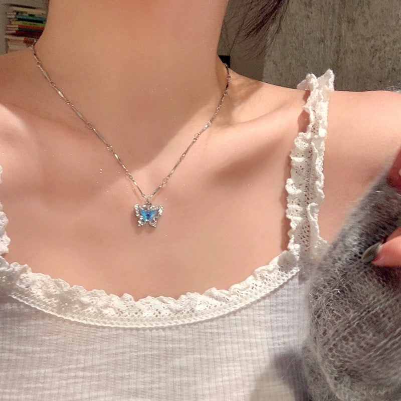 Double-layer Butterfly Necklace Accessories Niche Clavicle Chain