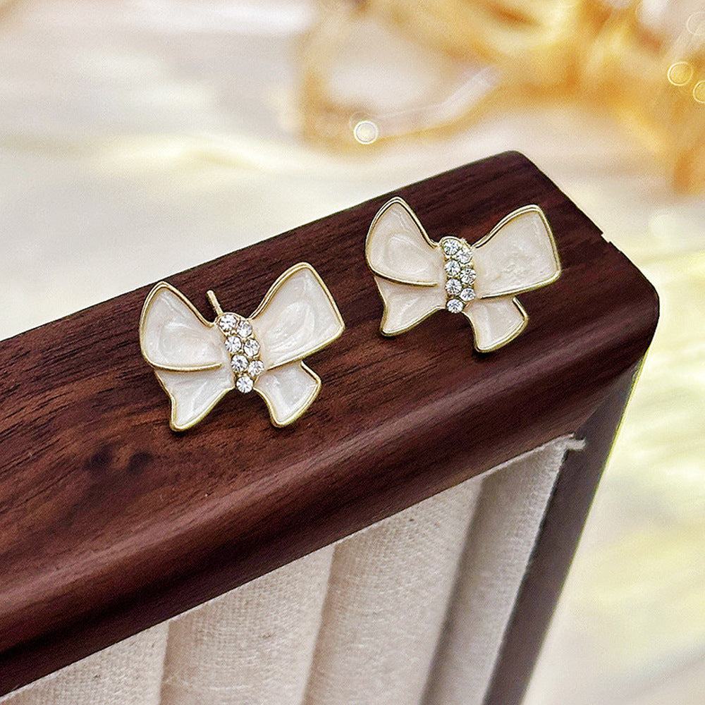 Silver Needle Fashion High-grade Diamond Enamel Earrings