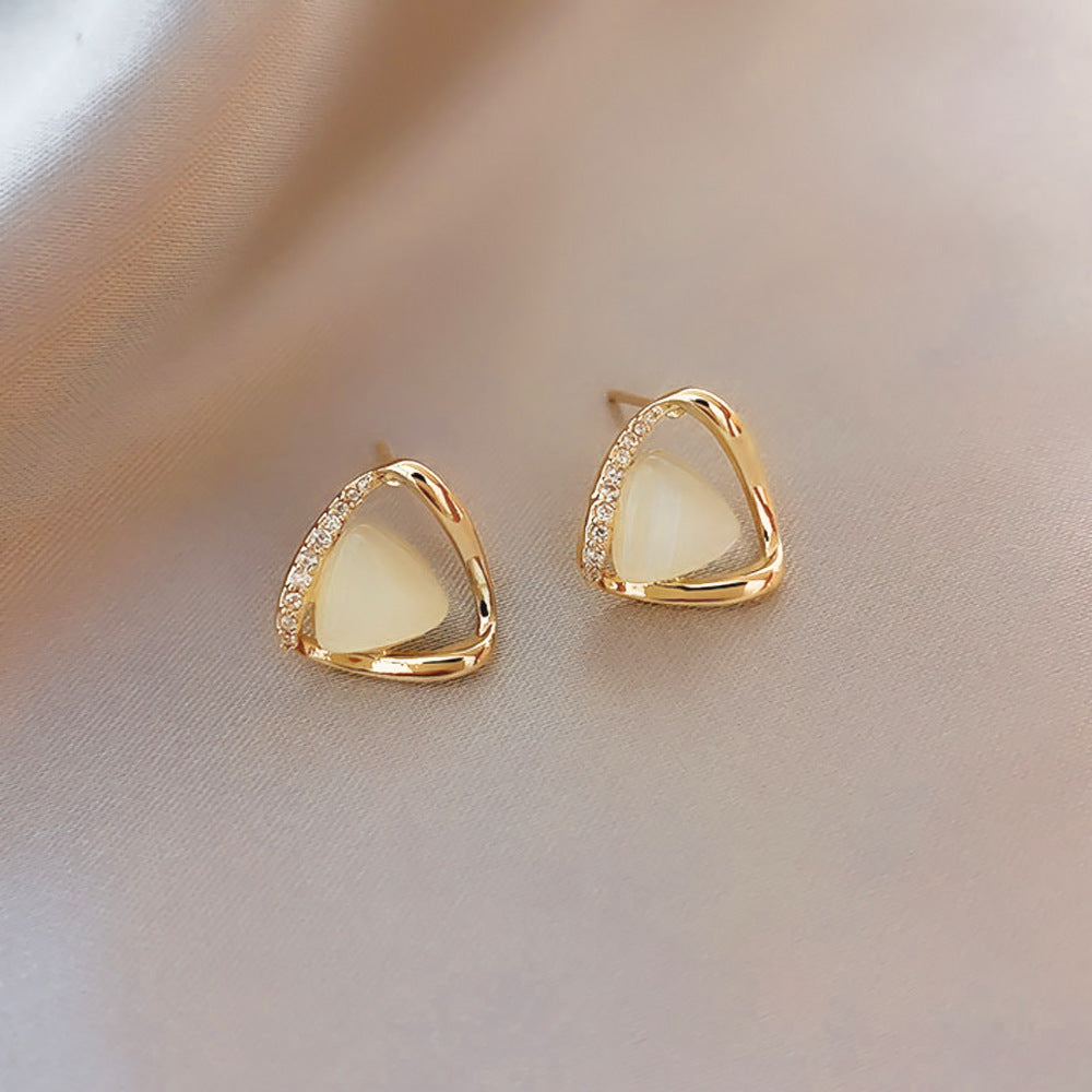 Silver Needle Fashion High-grade Diamond Enamel Earrings